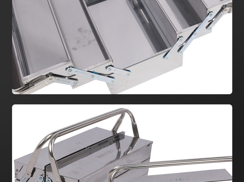 Stainless Steel Tool Box, Household Multi-Functional Hardware Three-Layer Folding Car Repair Storage Box
