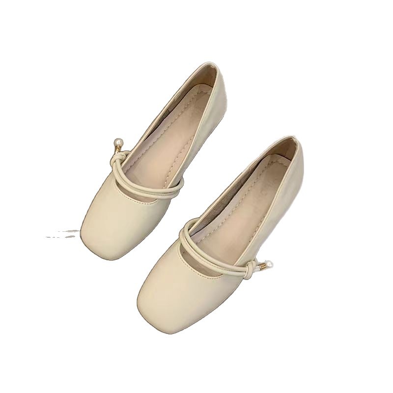 Retro estilo francés con suela gruesa y superficial zapatos de una sola mujer 2026 nueva primavera pequeña altura con zapatos de falda mary-zhen