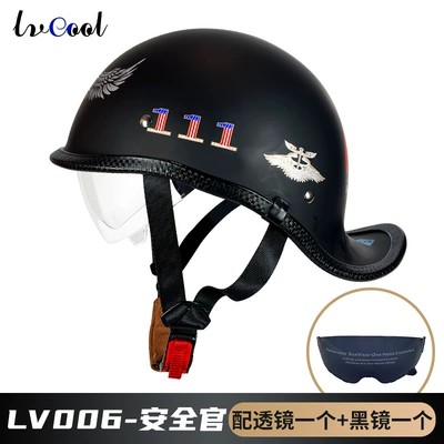 electric motorcycle helmet lightweight, Motosiklet kaskı (dəbilqə) - 006-security-officer-black-black-mirror-with-lens-m