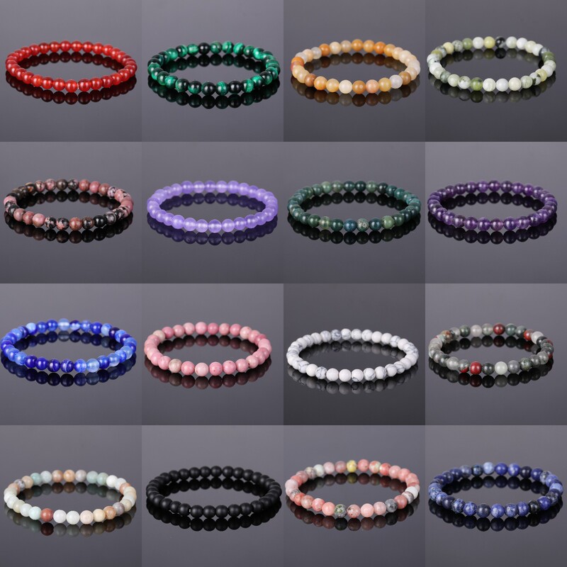 Cross-border hot 6mm natural stone beaded bracelet agate stone crystal European and American women's hand jewelry wholesale