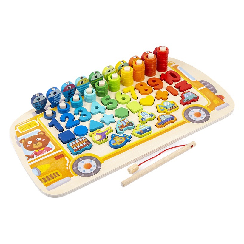 De madera de pesca para niños juguetes bloques construcción digital educación temprana rompecabezas 08 oso autobús escolar desarrollo inteligencia y niñas