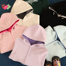 091818【秋季儿童撞色连帽外套】男女童运动拉链开衫 一件代发！