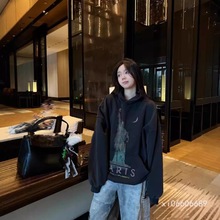 巴黎b家高版本24ss自由女神像连帽卫衣男女同款秋冬休闲帽衫潮