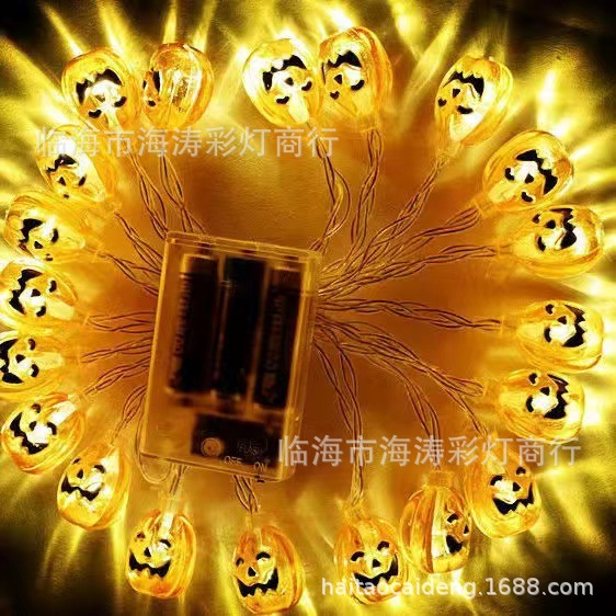 Cráneo fantasma ojo araña color galvanoplastia cráneo mano luz cadena colgante LED Halloween luz cadena calabaza Luz