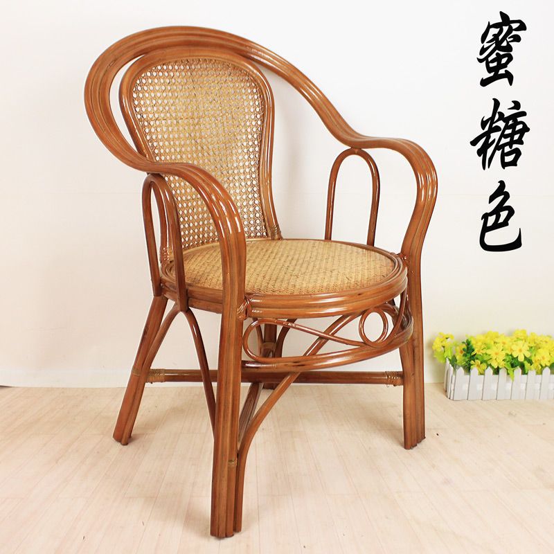 Real Rattan Chair Three-piece Set Balcony Table and Chair Coffee Table Handmade Chair Elderly Single Back Chair Teng Chair Rattan Chair Home