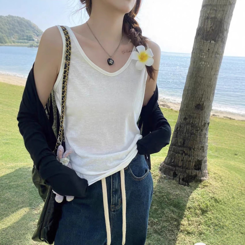 Bamboo Cotton Linen Vest for Women 2026 New Style Thin and Lightweight Top with Wide Shoulder Straps for Summer Outerwear