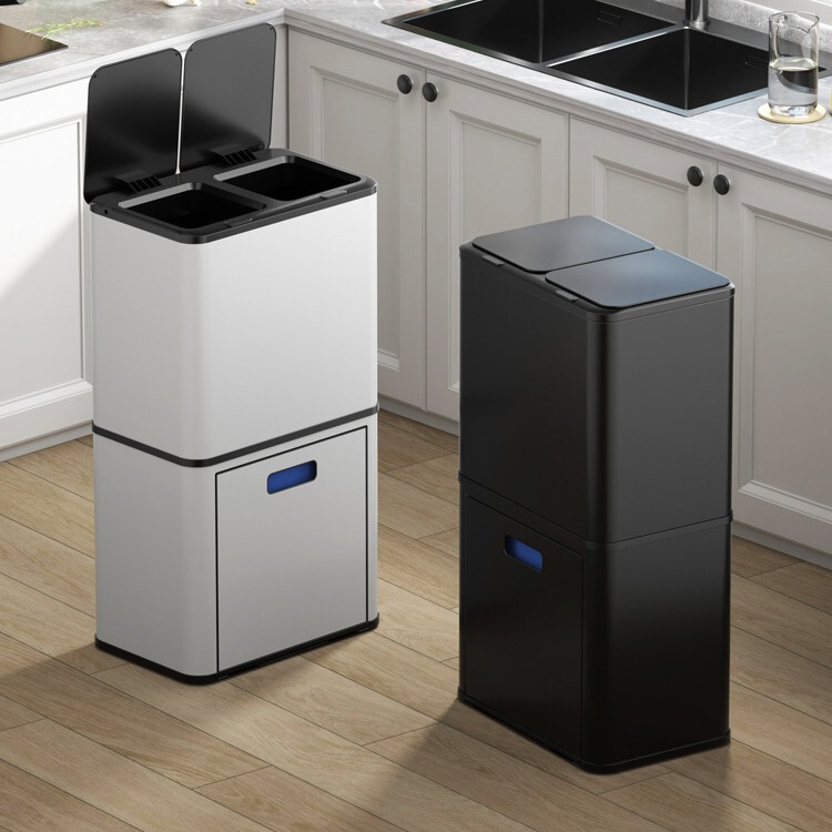 GAOK cabinet type double-layer multi-classification intelligent induction trash can stainless steel 3328 for kitchen/2228/5528