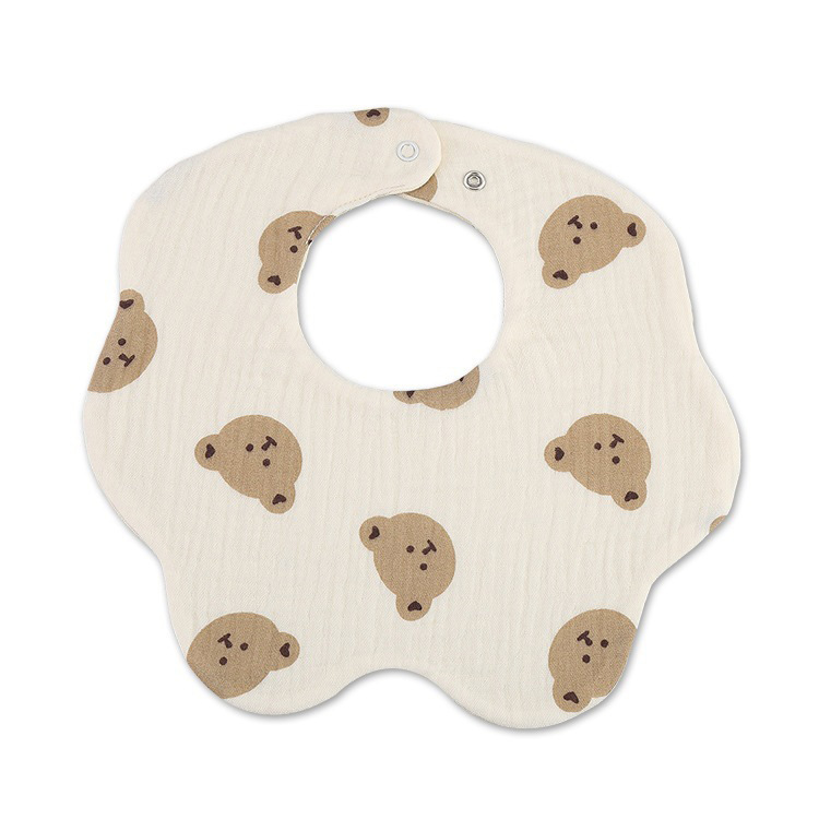 Toalla de saliva para bebé 6 capas de gasa de algodón grueso babero de bebé de 360 grados con impresión de dibujos animados babero para bebé