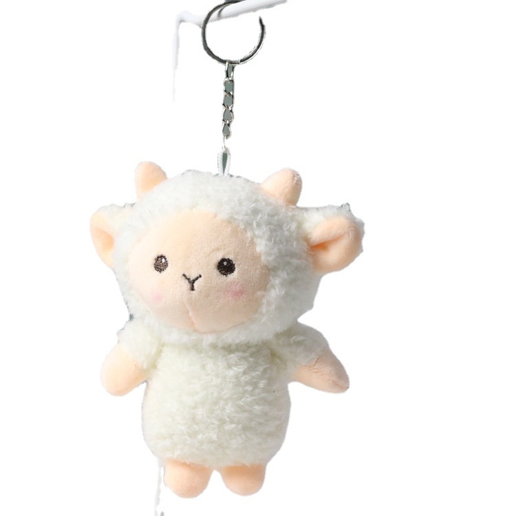 Super lindo Cordero muñeca colgante llavero Mini tamaño pequeño ovejas muñeca Ragdoll niños bolsa adornos image 7