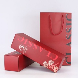 Chinese Valentine's Day Gift Box Red Wine Box Packaging Gift Handbag Wine Box Two Bottles Double
