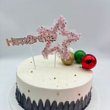 少女心梦幻网纱珍珠星星生日蛋糕插牌女孩生日派对蛋糕装饰插件