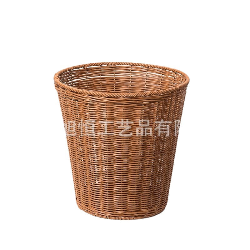 Cesta de almacenamiento de ropa de caña de plástico cubo de basura de cocina doméstica sin tapa cesta de basura redonda cesta de suministros de hotel