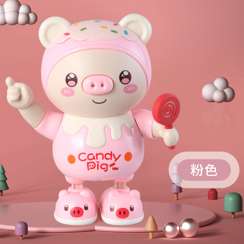Entrega de una pieza baile eléctrico pequeño cerdo lindo muñeca de juguete música ligera swing cerdo puesto de mercado nocturno al por mayor
