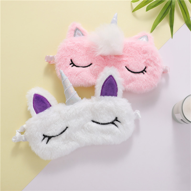 Cartoon Cute Plush Eye Mask Sleep Blackout Unicorn Student Breathable Sleep Aid Eye Mask Children Furry