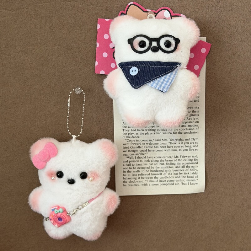 Squeaky Bear Pendant Original Cute Plush Pendant Wholesale Stall Display Doll Toy Girl's Pendant Keychain