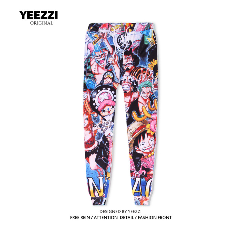 Cute Age-Reducing 3D Printed Pants Pirate Cartoon Anime Sweatpants Hip-Hop Sports One Piece Full Printed Pants