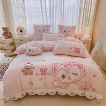 纯棉贴布绣四件套儿童卡通风可爱全棉三件套被套床单床品批发团购