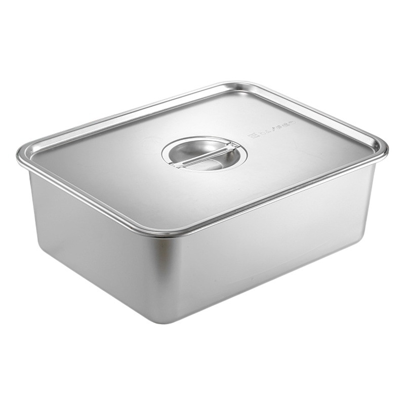 Especial de acero inoxidable cuenca cuadrada plana placa rectangular bandeja cantina cuenca de verduras buffet comercial plato de arroz al vapor