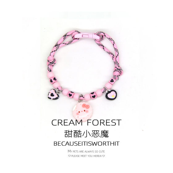 Cat Dog Collar Necklace Neck Loop Cute Footprint Simple Adjustable Collar Black Powder Bow Sweet Cool Little Evil