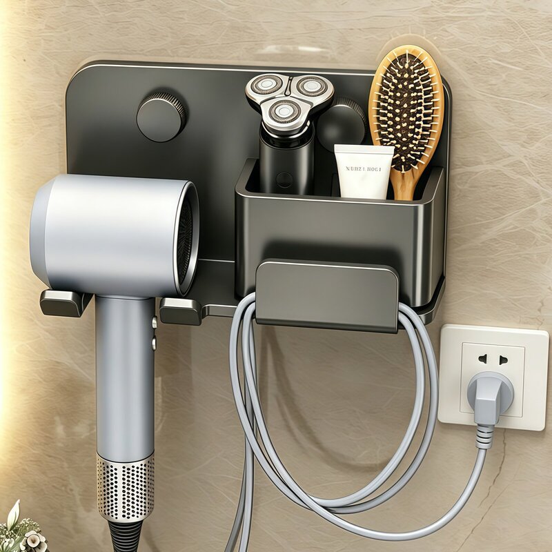 Hair dryer rack, no-drill bracket, 2026 new model hair dryer holder, bathroom storage rack, available for wholesale Hair dryer rack, no-drill bracket, 2026 new model hair dryer holder, bathroom storage rack, available for wholesale