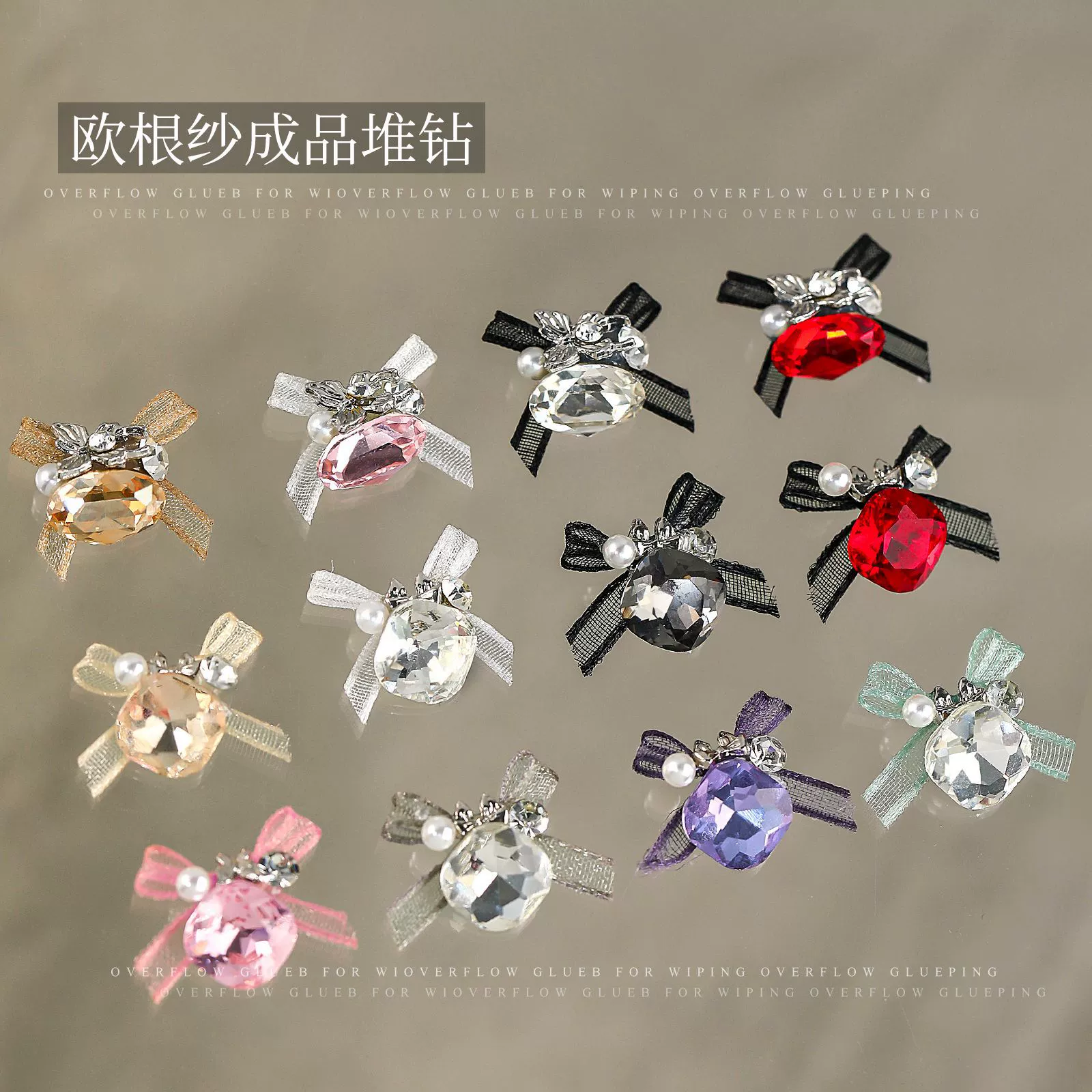 Органза Лук ногтей ювелирные изделия куча Алмазный готовый продукт популярный Новый год красный Голубь яйцо гвоздь дрель оптом