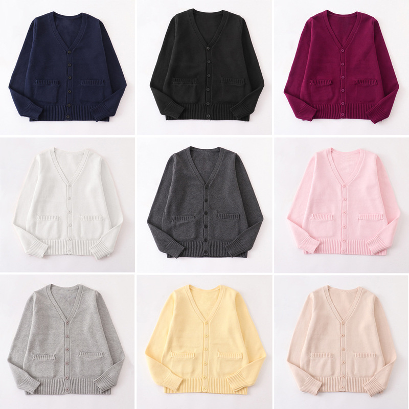 JK uniform cardigan sweater [seven needle thickening] coat autumn and winter Japanese department college style dark gray sweater jacket
