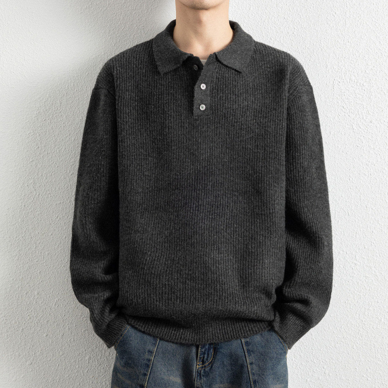 Thickened Lapel Sweater for Men, Autumn and Winter 2025 New Style, Solid Color Simple Men's Pullover Knitwear, Trendy Sweater Thickened Lapel Sweater for Men, Autumn and Winter 2025 New Style, Solid Color Simple Men's Pullover Knitwear, Trendy Sweater