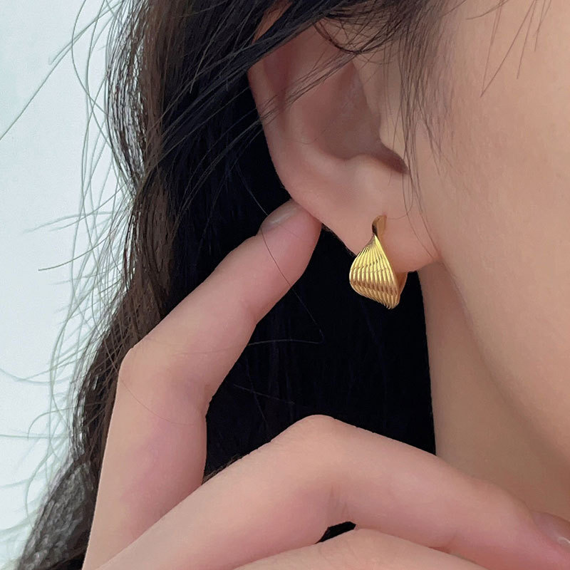 New Geometric Circle Twist Texture Earrings for Women, Light Luxury and High-End Ear Jewelry, Niche Design Earrings and Earrings