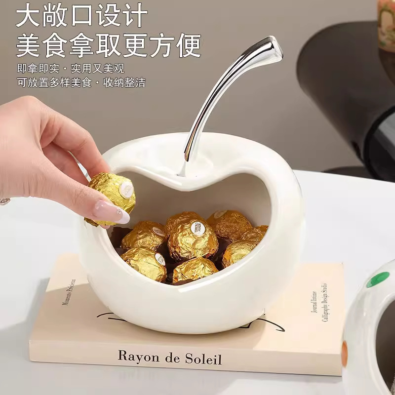 リビングルームやコーヒーテーブル用の見栄えの良いクリエイティブなキャンディボックス、新しいセラミックライト高級ドライフルーツプレート、ハイエンドの絶妙なスナックプレート|undefined