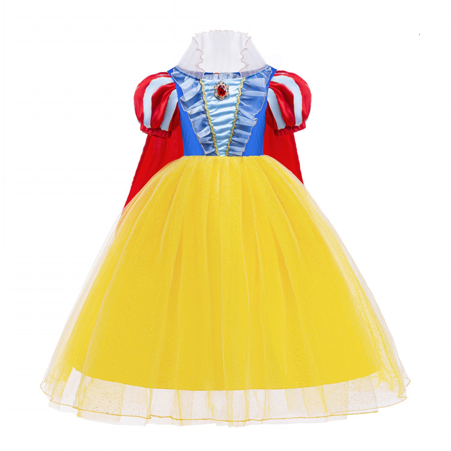 Vestido blanco de nieve para niños de comercio exterior transfronterizo con chal largo pettiskirt bronceado vestido de flores para niñas