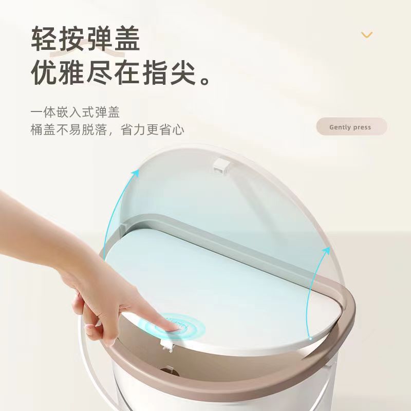 塑料壁挂式弹盖垃圾桶带盖卫生间厨房橱柜门马桶悬挂夹缝免打孔|undefined