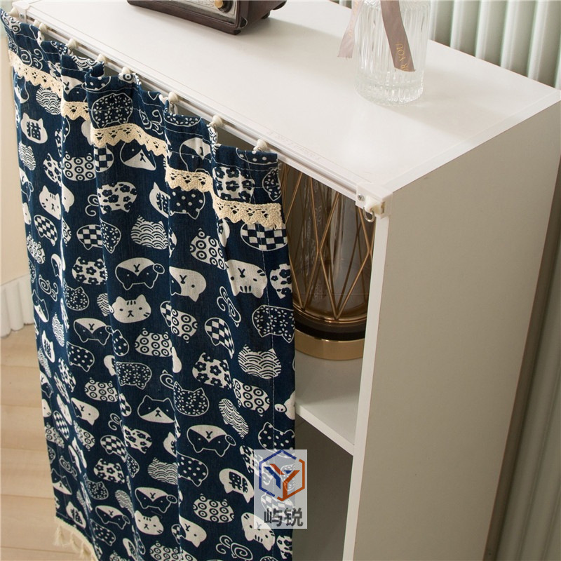 Cabinet door curtain, no-drill cabinet cover curtain, movable wardrobe storage rack dustproof curtain, track-type shoe rack curtain