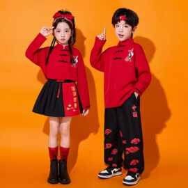国庆儿童啦啦队演出服中国风小学生运动会开幕式表演服幼儿园班服