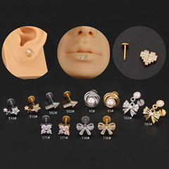 European and American cross-border e-commerce best-selling piercing lip jewelry Micropaved zircon geometric lip nail jewelry factory direct sales