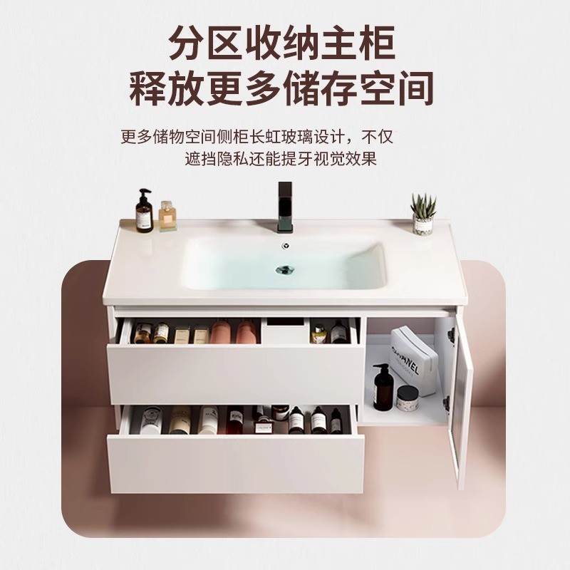 Gabinete de baño de placa de roca de aluminio de espacio moderno con gabinete de espejo inteligente combinación de gabinete de lavabo de baño