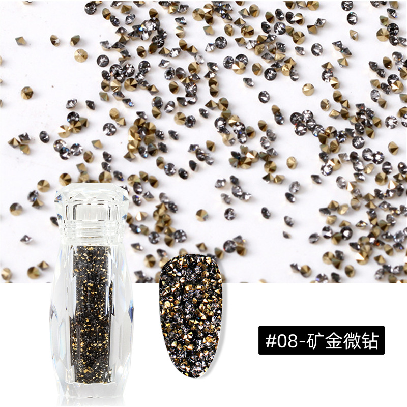 Exclusiva transfronteriza para arte de uñas, micro-diamantes, fantasía, cuentas de mago, uñas, perlas adhesivas, microperlas transparentes, micro-diamantes, botellas en stock