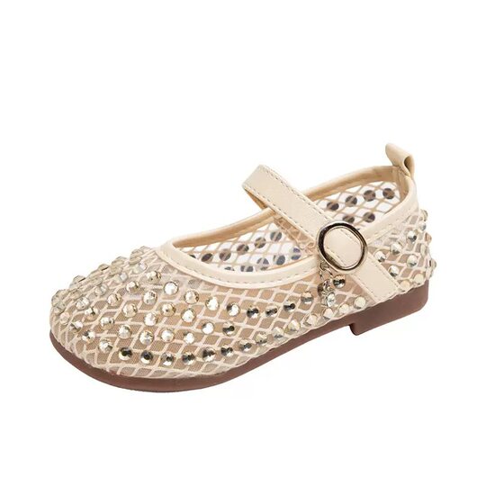 Baby Children's Sandals Sweet Rhinestone Shallow Mouth Small Leather Shoes 2025 Summer New Girl's Hollow Out Fashion Princess Shoes