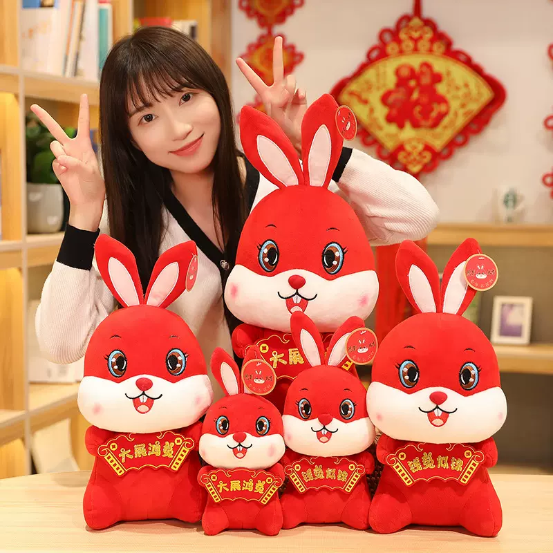 兔年吉祥物公仔前途似锦大展宏图招牌兔子毛绒玩具玩偶年货礼品