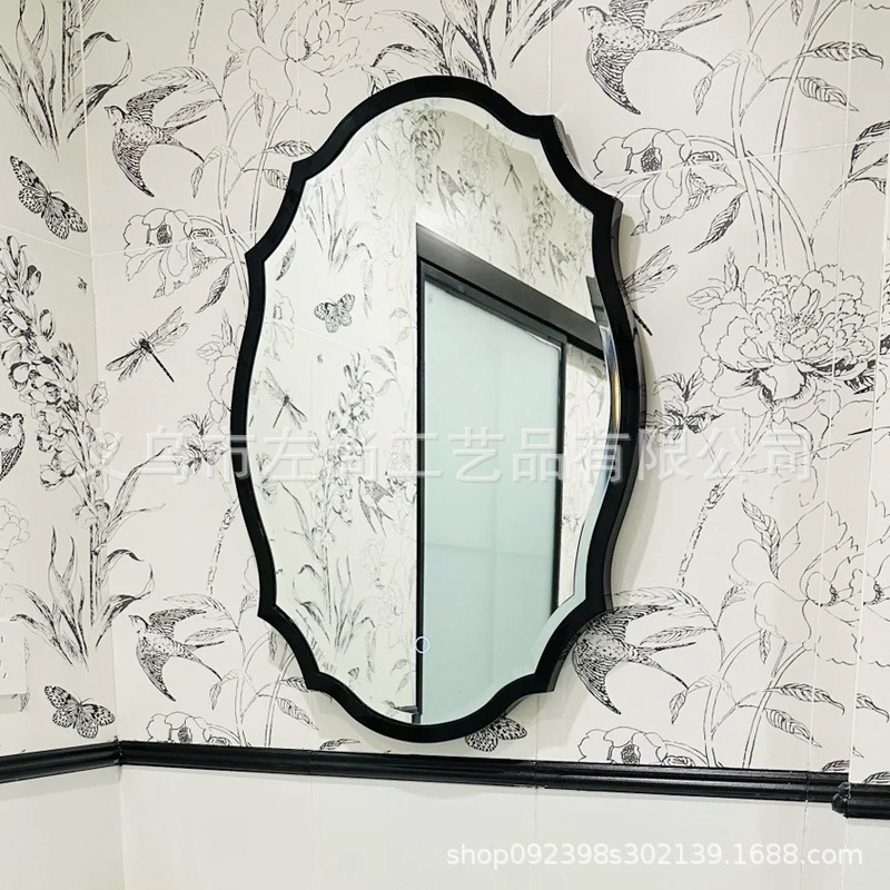 Espejo de baño francés, colgante de pared ovalado, baño para el hogar, espejo de maquillaje inteligente, subred, espejo de tocador de dormitorio rojo, tipo de pared