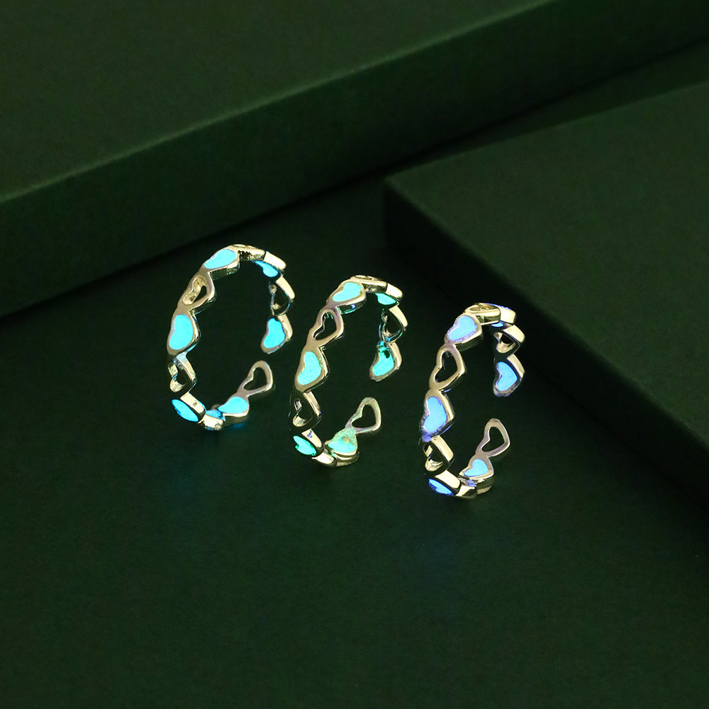 7g Weight Rings Classification Adjustable Ring Size 1 Piece Quantity Daily, Selfie Occasion Alloy Material Heart Shape Pattern Women's Gender Luminous, Plating, Hollow Out Design Cute, Simple Style Style Cute Simple Style Heart Shape Alloy Luminous Plating Hollow Out Women's Rings 3