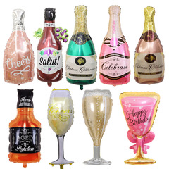 Large Champagne Bottle Foil Balloon Birthday Wine Glass Balloon High-heel Cup Party Celebration Decor Aluminum Foil Balloon