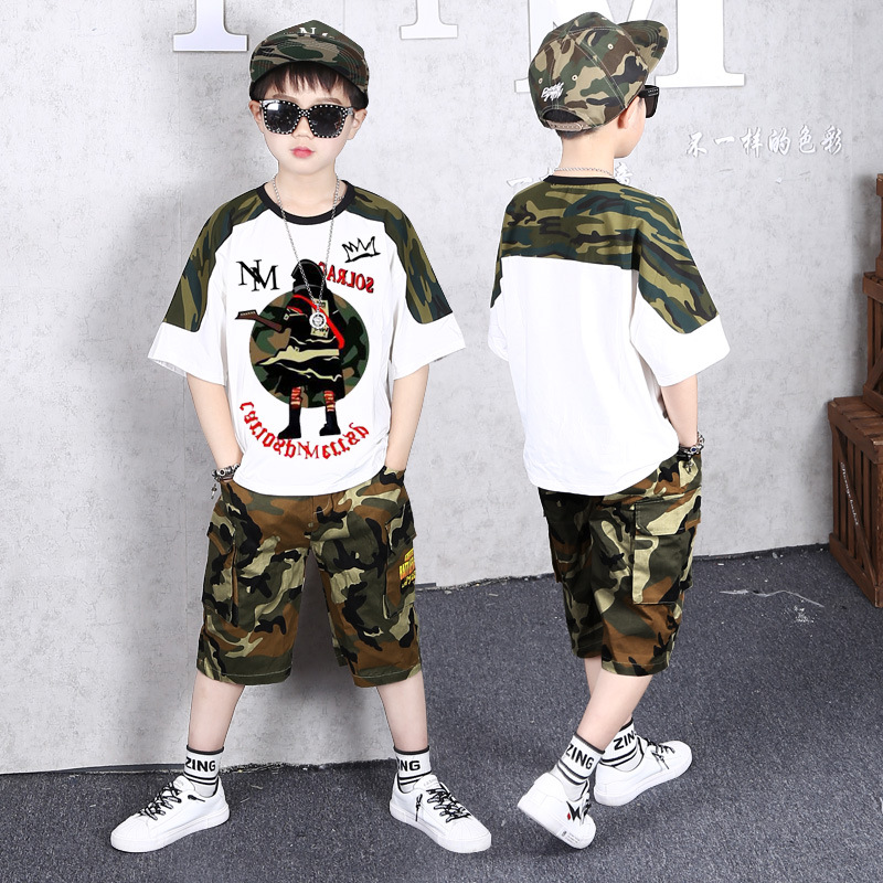 Tweedelige set 2023 Zomer Nieuwe Koreaanse editie Jongens Korte mouwen 8 jaar Middelgroot Grote jongen Trendy_voghion.com
