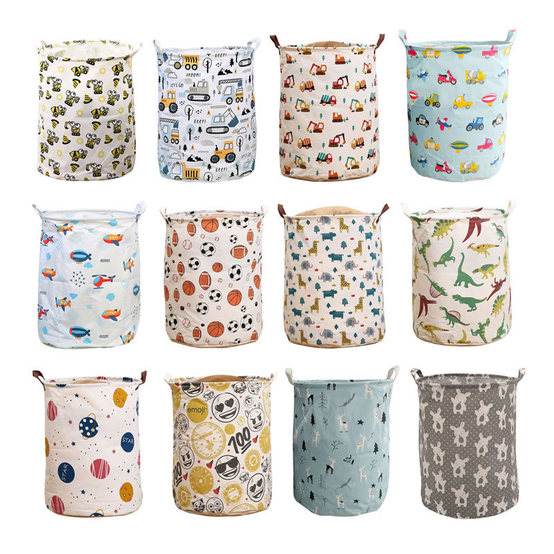 New Large Dirty Clothes Basket Waterproof Storage Basket Color Printed Fabric Storage Bag Home Toy Clothing Organizer 1459