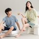 [7A antibacterial anti-mite] couple pajamas women's cotton short sleeve simple pullover men's loose homewear suit