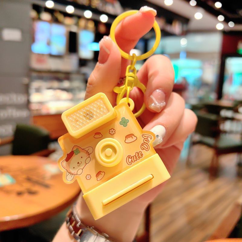 クリエイティブサンリオ発光カメラキーホルダーかわいいポラロイドカメラバッグペンダントキーチェーン小さなギフト|undefined