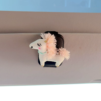 Visor Multifunctional Card Sunglasses – Car Glasses Clip/Bill Clip - pink-pony-black-glasses-clip