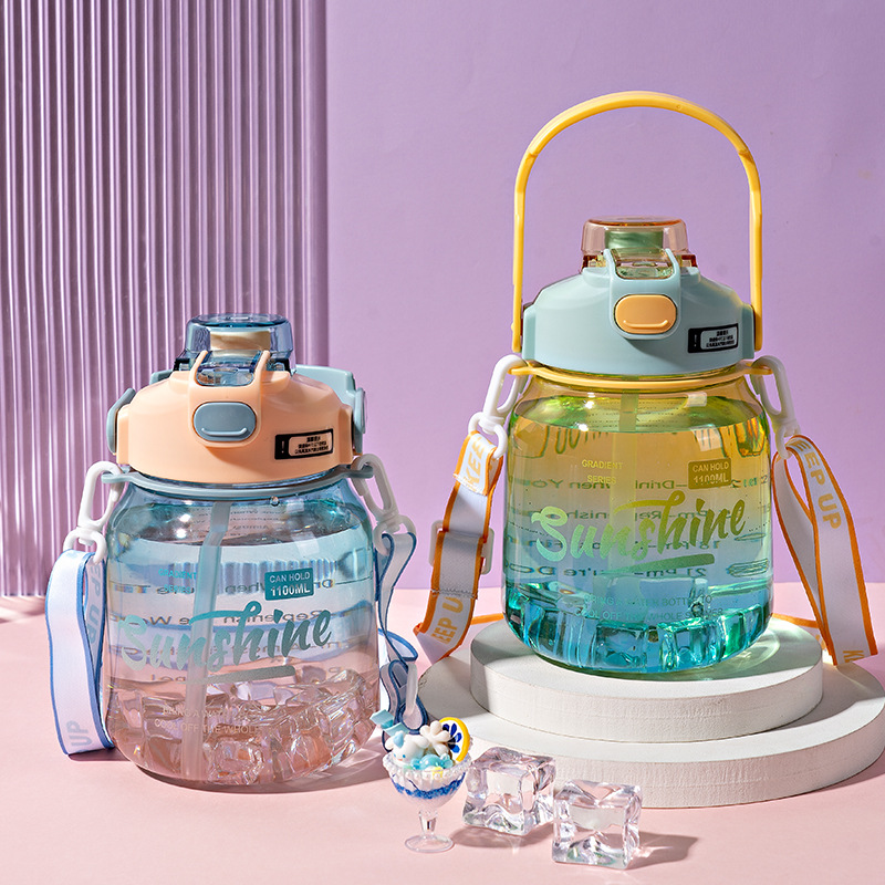 Mingtong Comercio exterior gran gradiente Internet celebridad espacio taza PC plástico estudiante taza al aire libre doble bebida portátil deportes taza