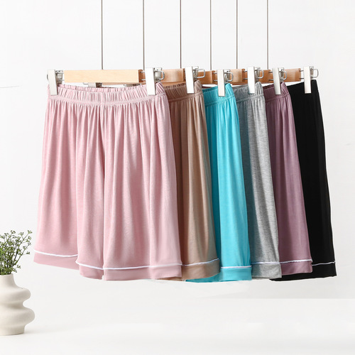 Modakle Loose Straight Leg Comfortable Summer Casual Band Waist Wide Leg Shorts for Home and Outdoor Wear