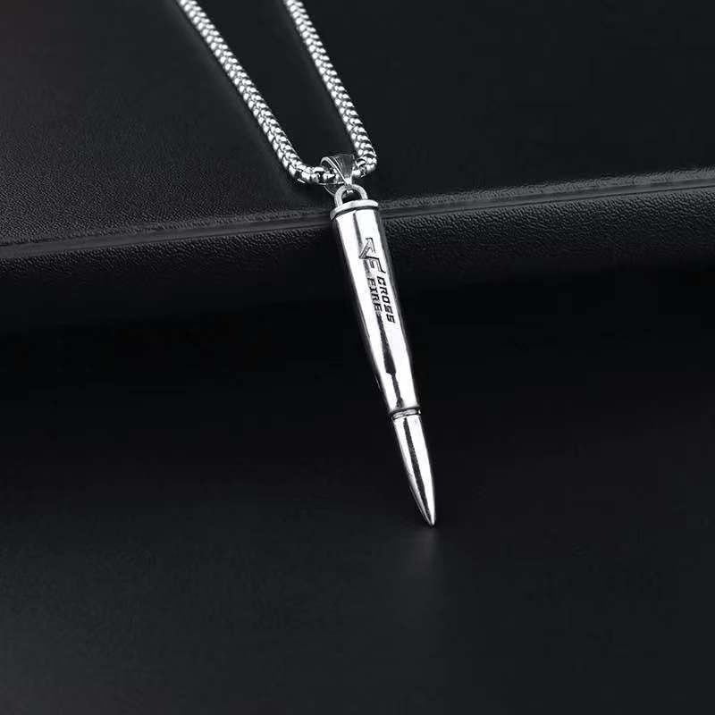 Collana uomo con pendente a proiettile stile hip-hop_voghion.com