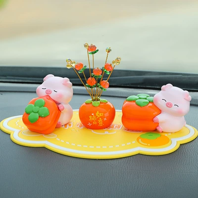 Cartoon Cute Persimmon Car ornaments - hugging-the-auspicious-persimmon-biting-the-big-persimmon-persimmon-ornament-yellow-cushion